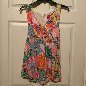 Lilly Pulitzer for Target, colorful mini dress rayon sz XS,zippered back